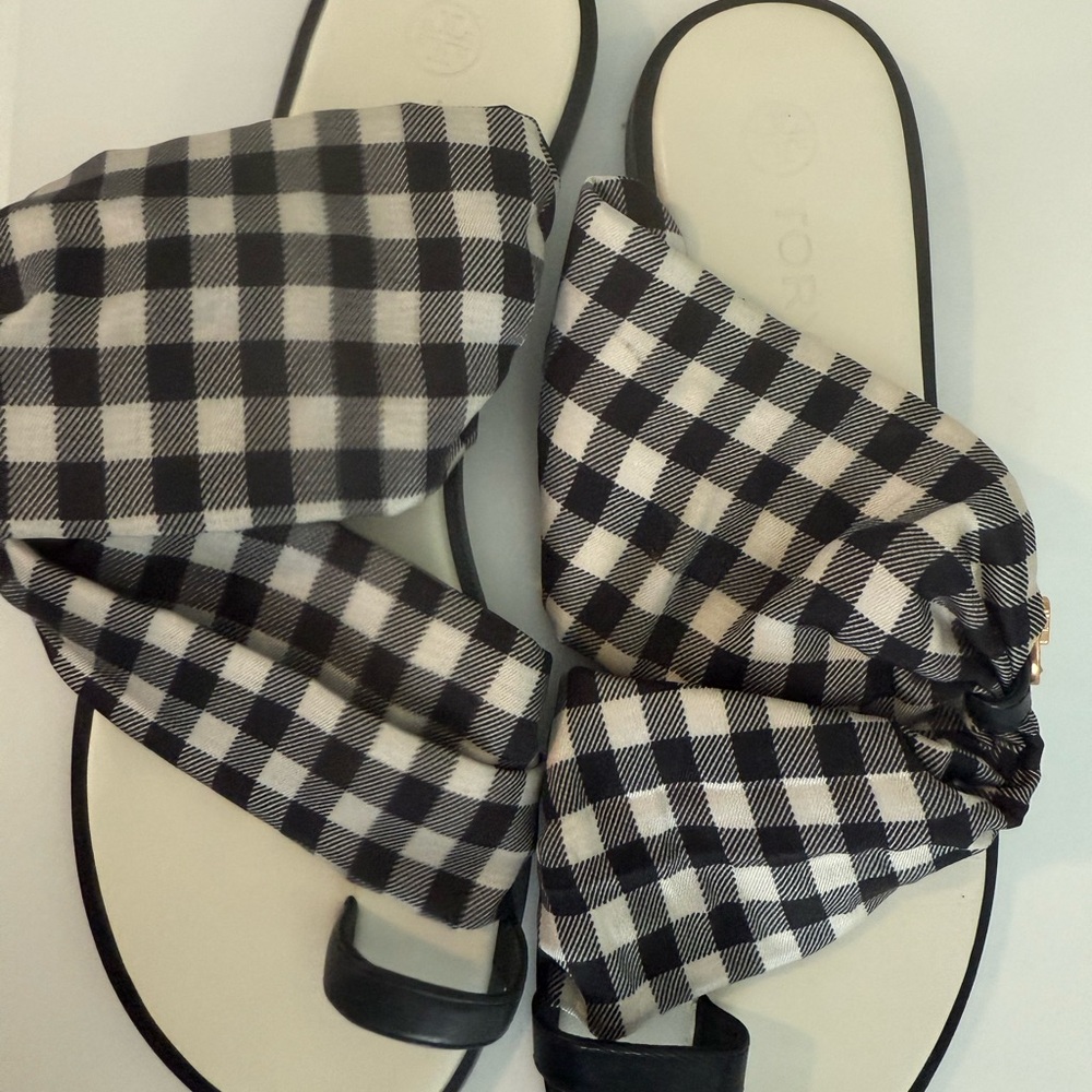Tory Burch Gingham Slide Sandals